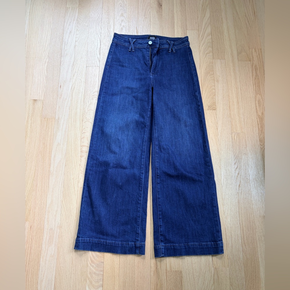 PAIGE Anessa Jeans Size 26 Dark Wash High Rise Wide Leg Crop Denim